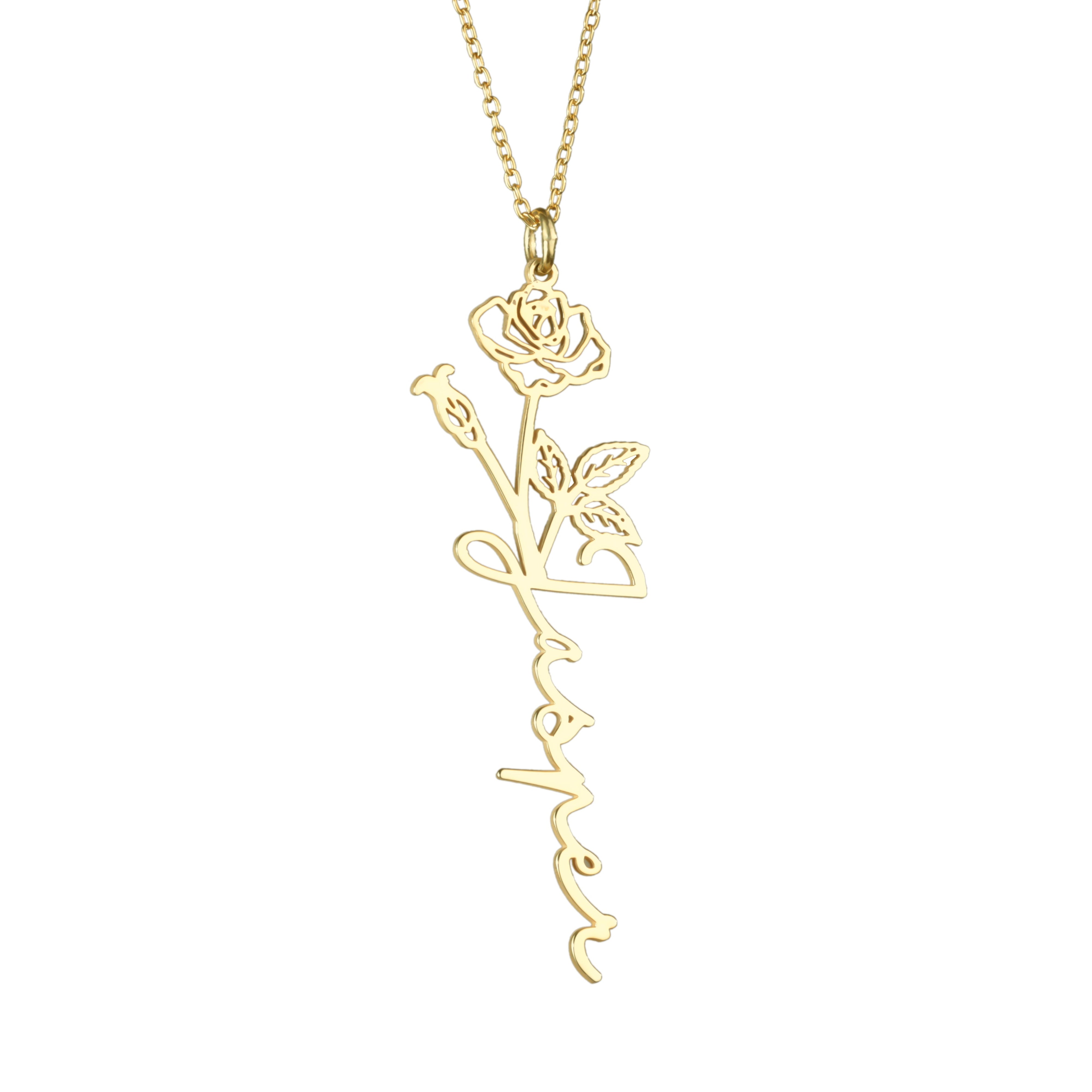 Birth Flower Name Necklace