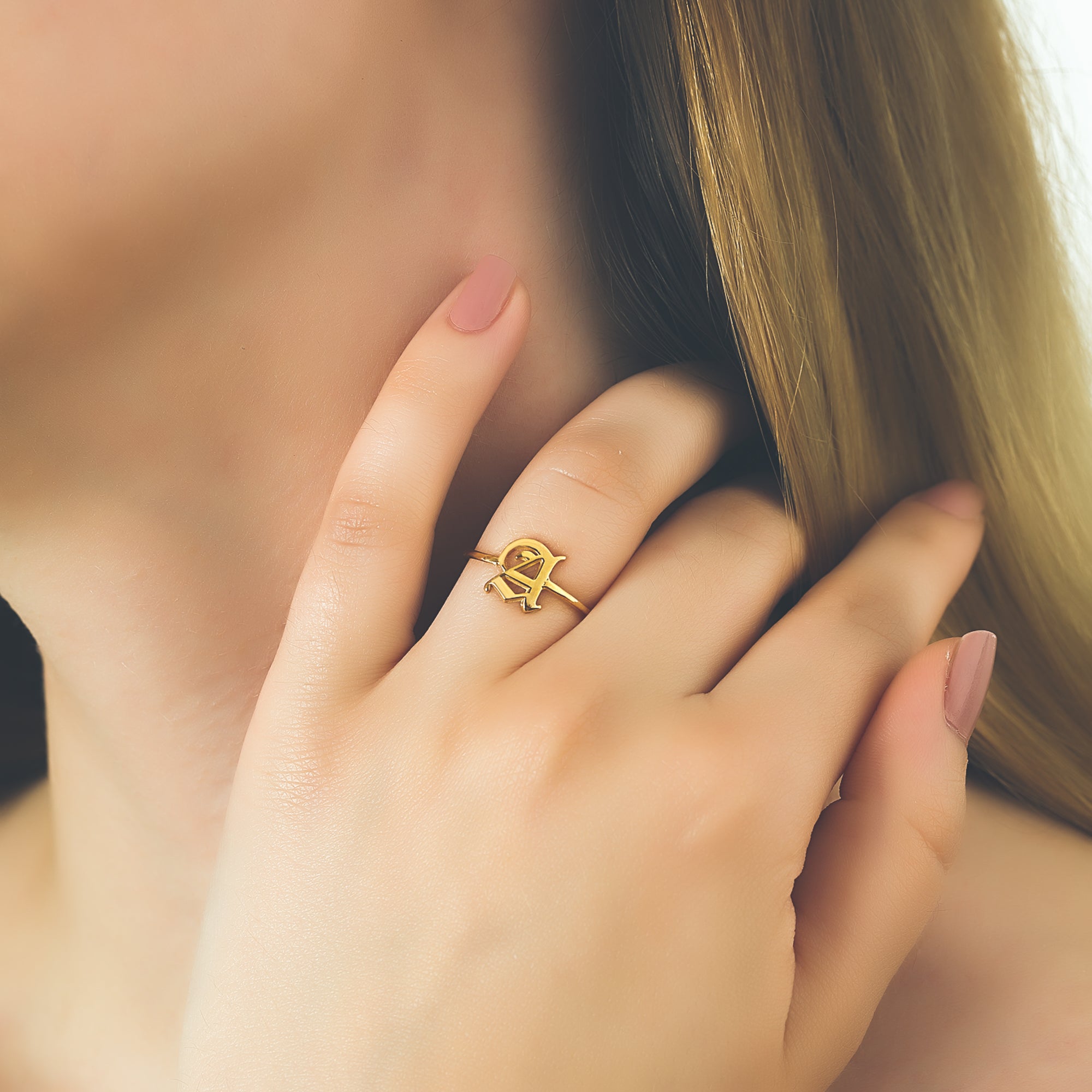 Dainty Signet Ring With Letter
