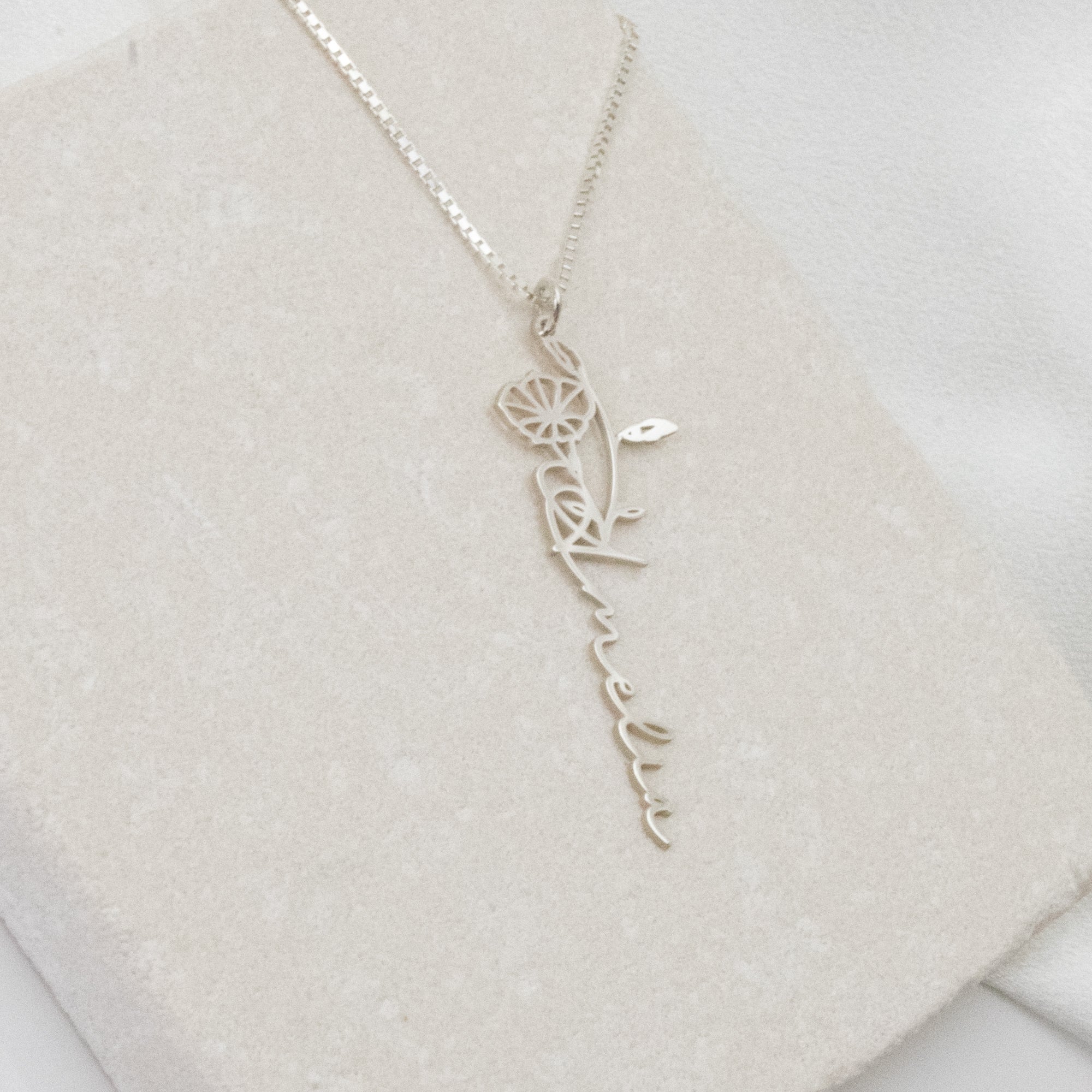 Birth Flower Name Necklace