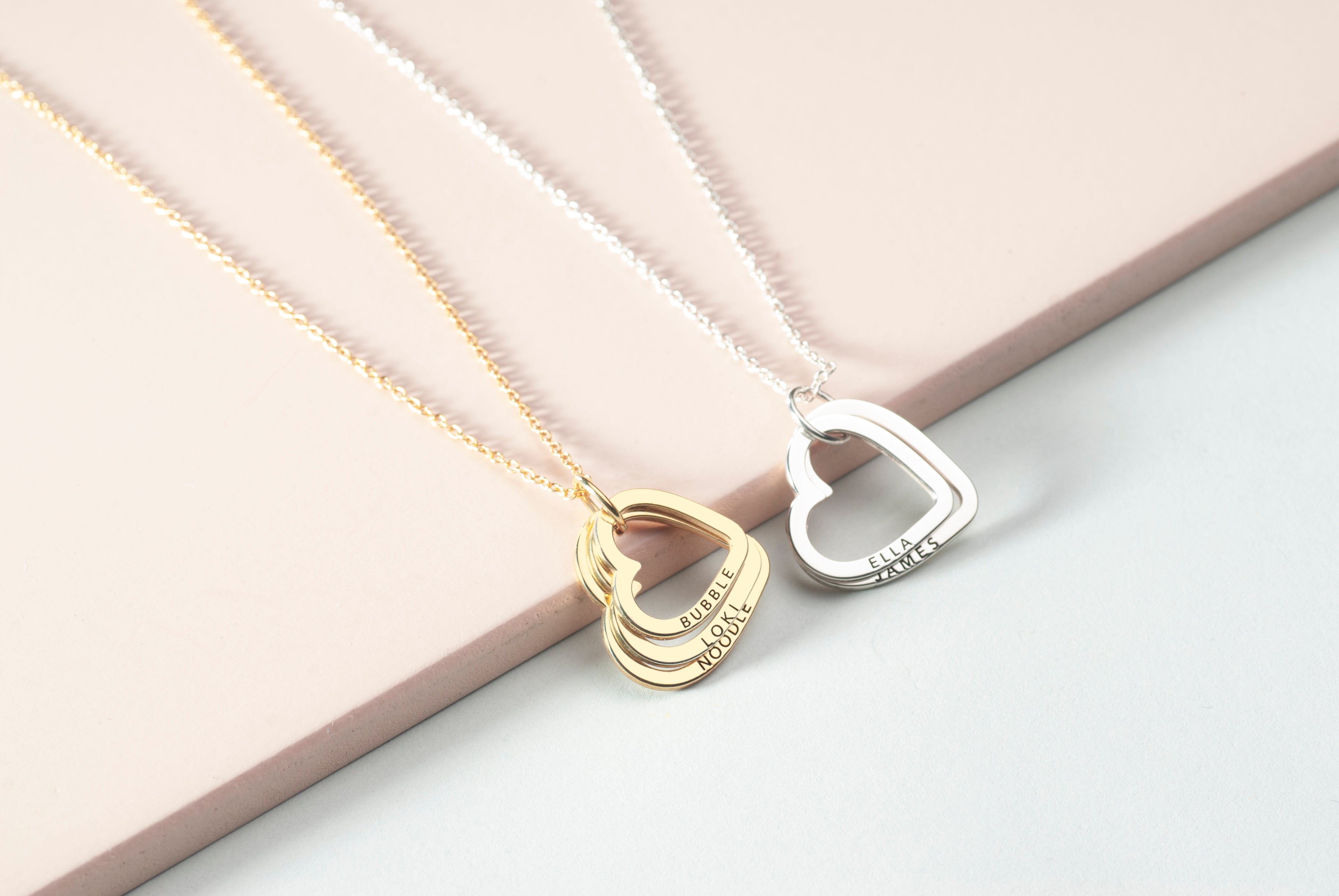 Engraved Heart Family Name Necklace