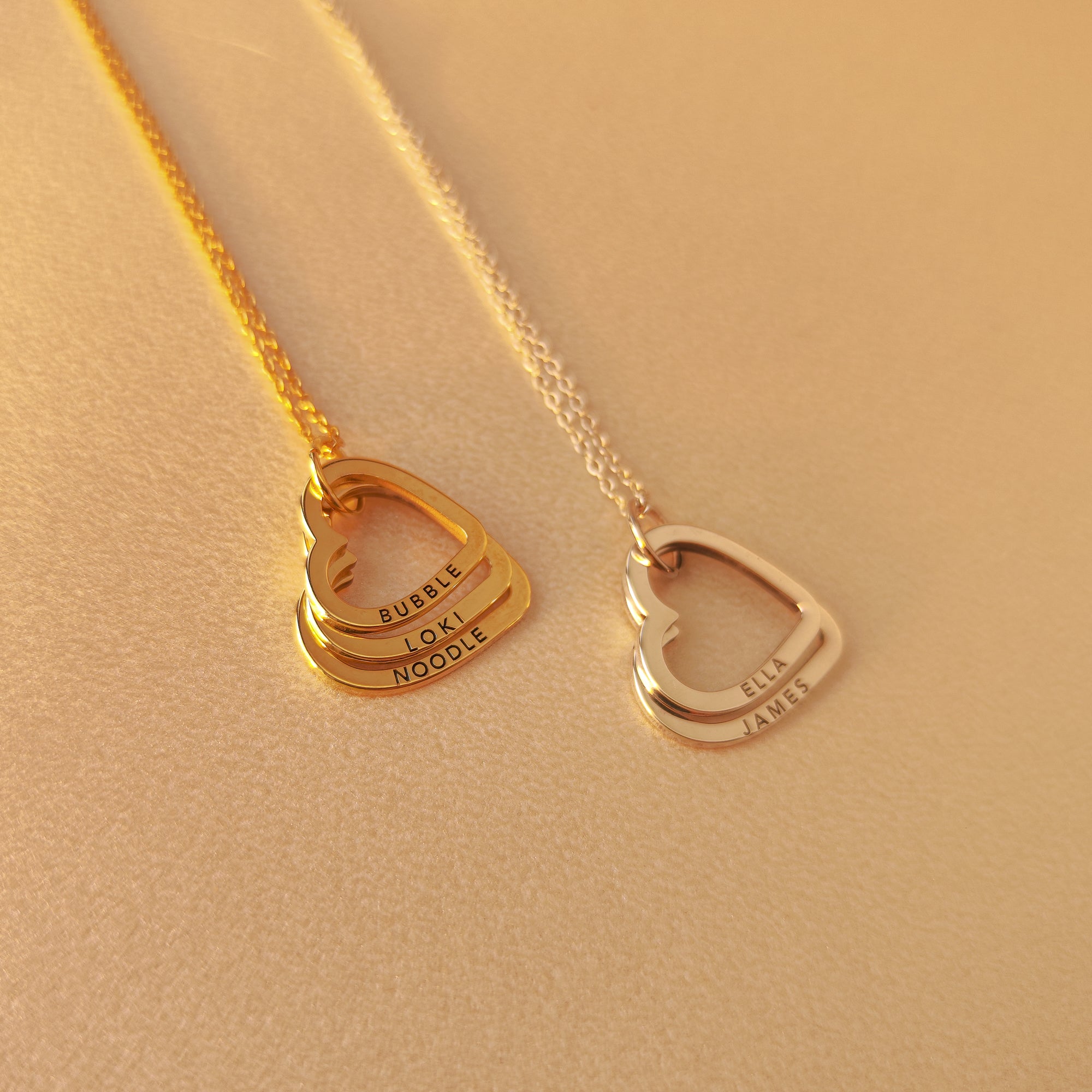 Engraved Heart Family Name Necklace