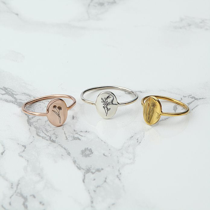 Birth Flower Floral Ring