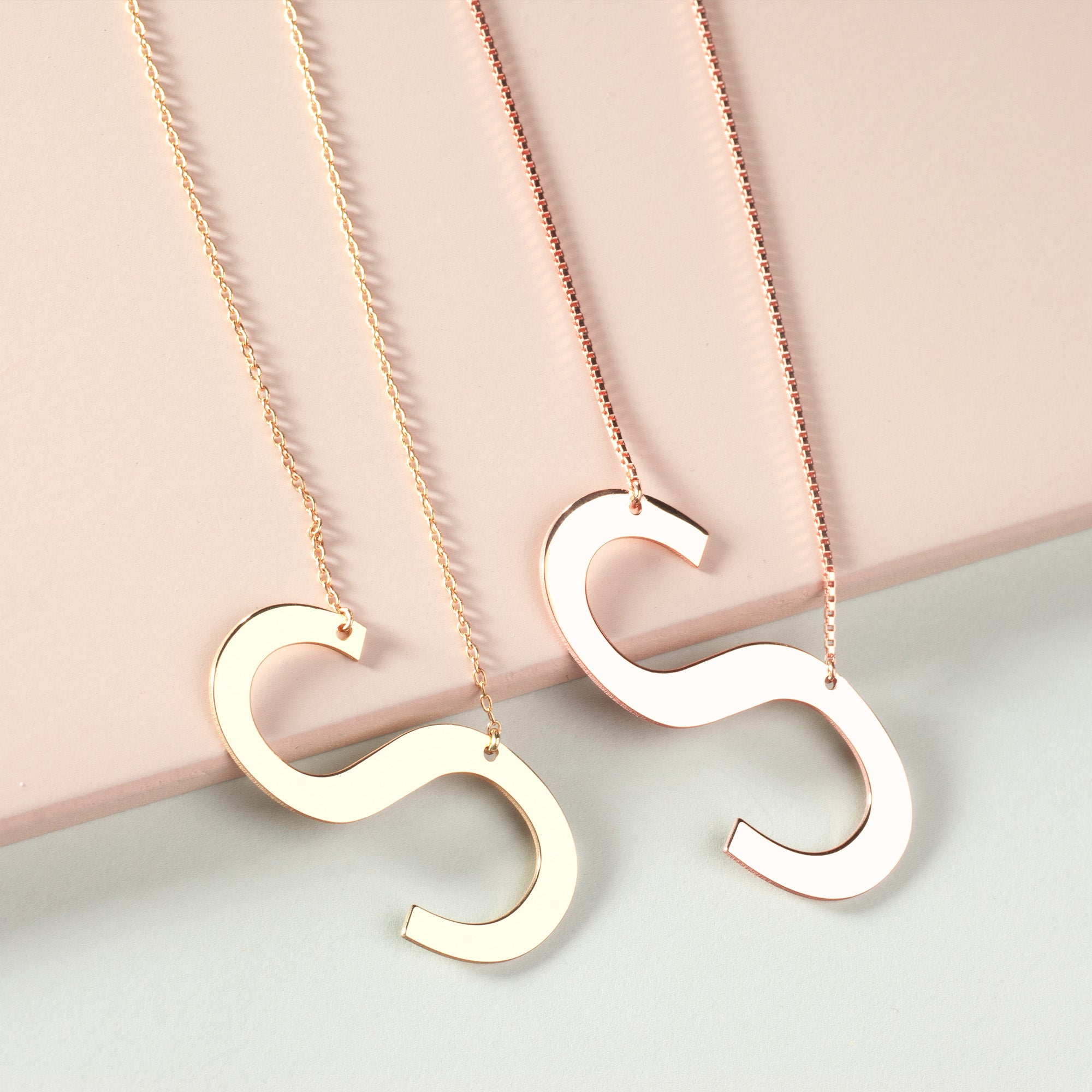 Large Sideways Initial Necklace