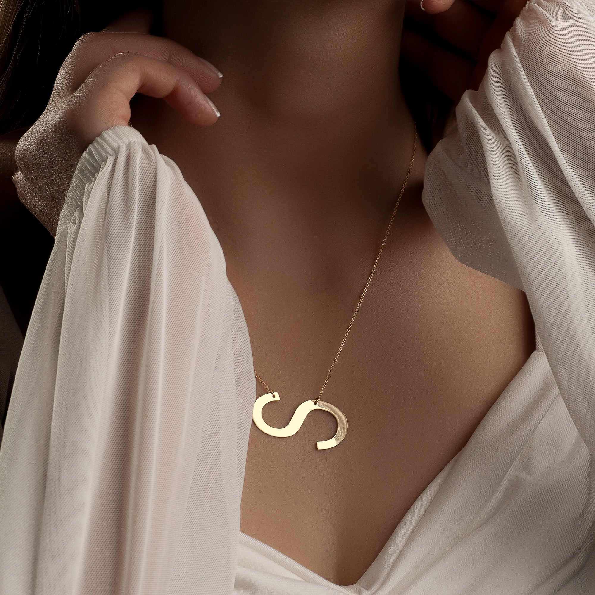 Large Sideways Initial Necklace