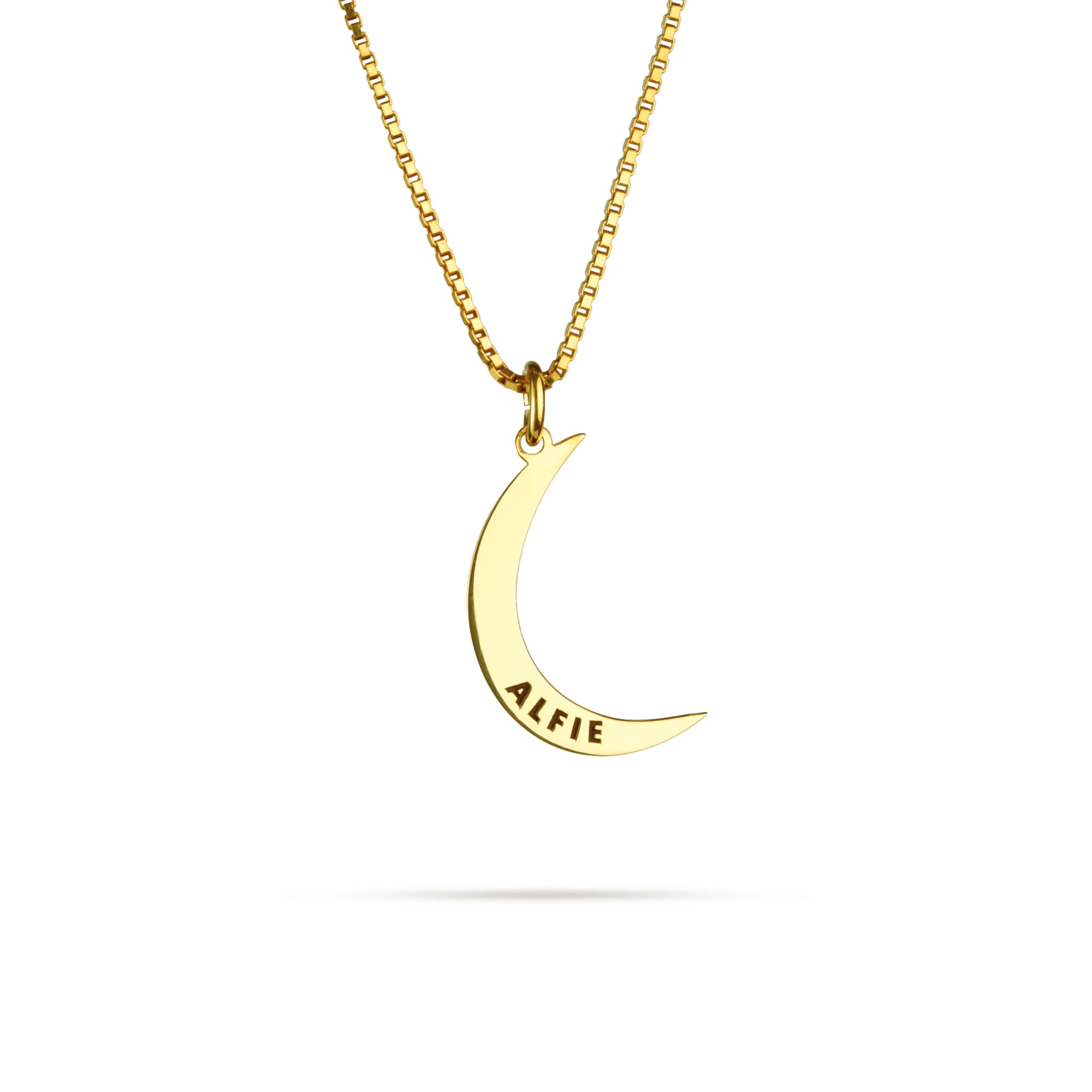 Moon Necklace with Name Engraving