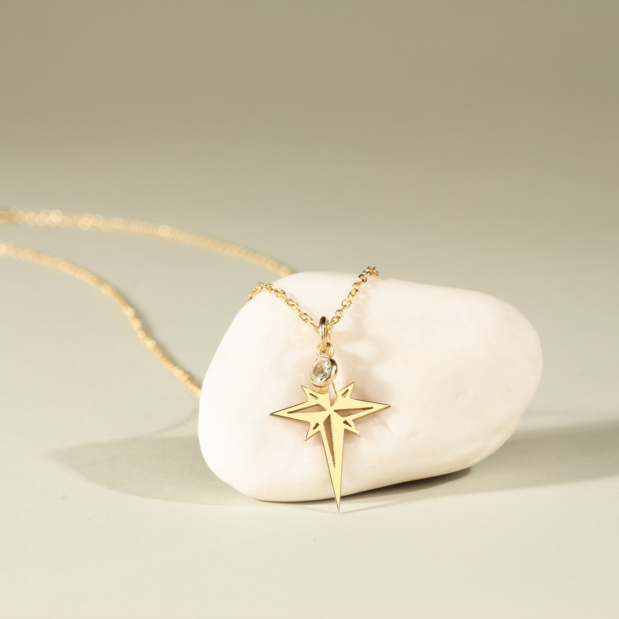 North Star With Dangling Birthstone Necklace