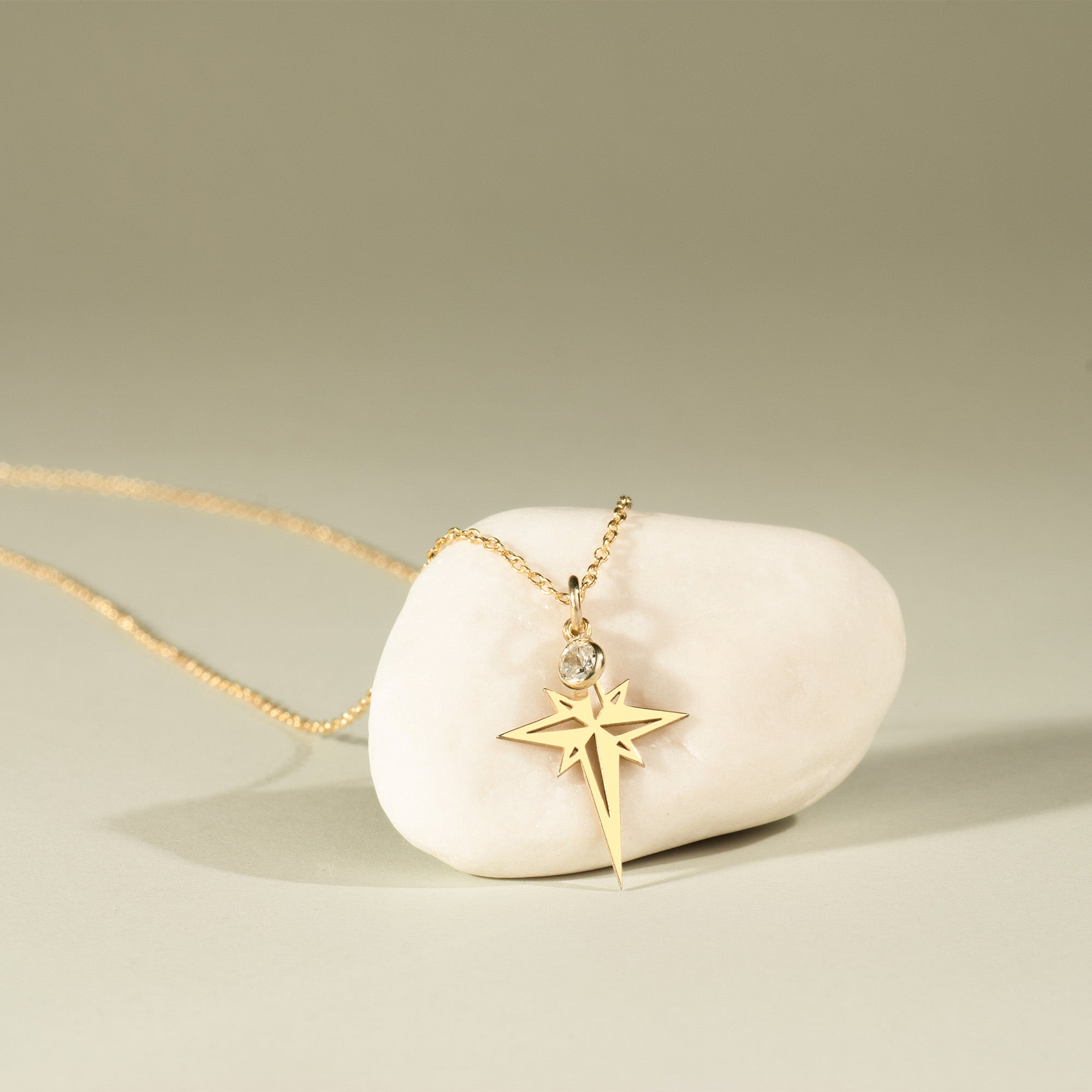 North Star With Dangling Birthstone Necklace