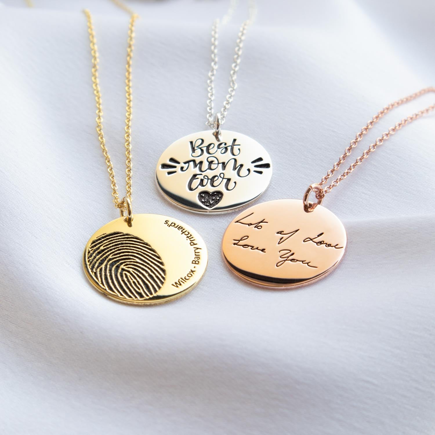 Fingerprint & Handwriting Coin Necklace