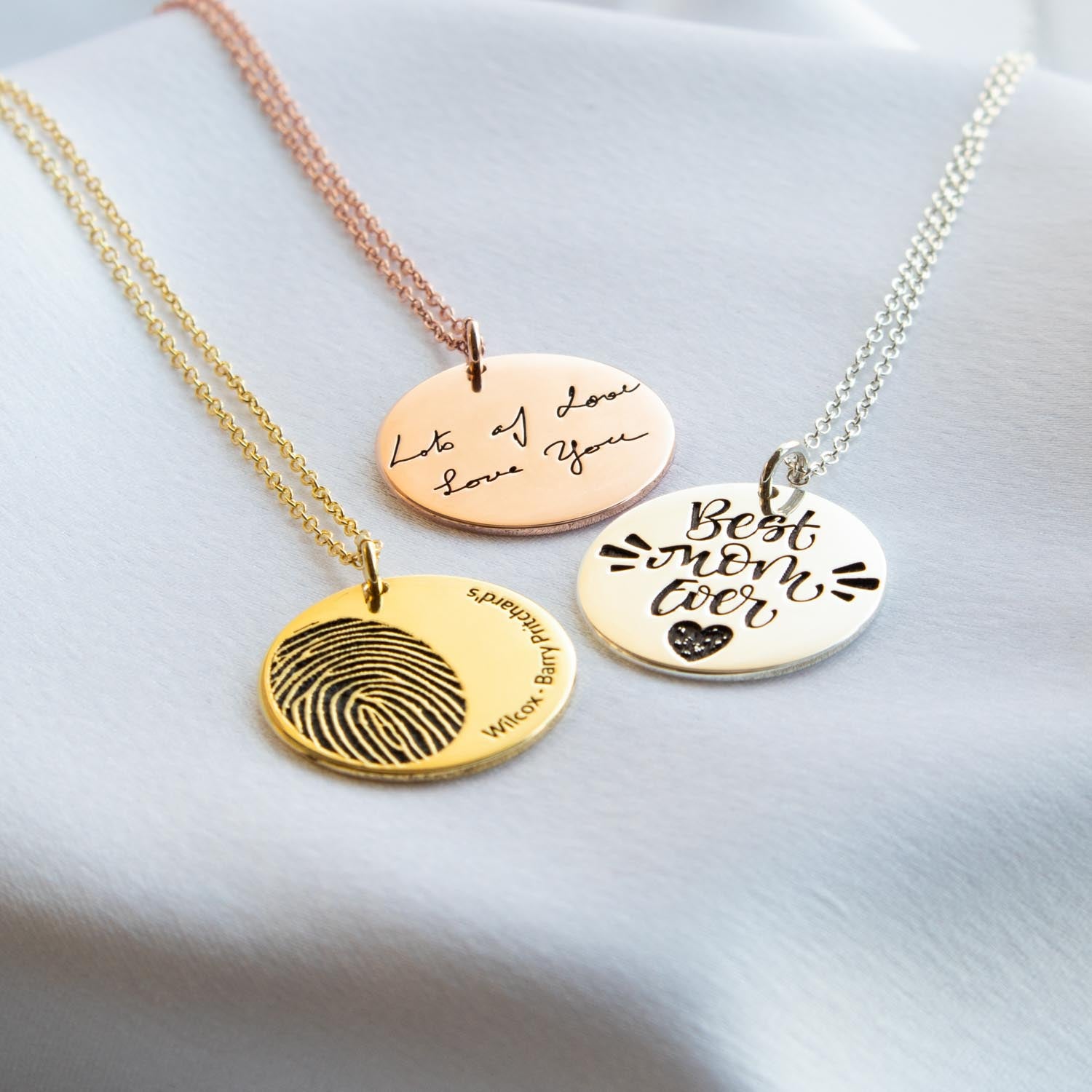 Fingerprint & Handwriting Coin Necklace