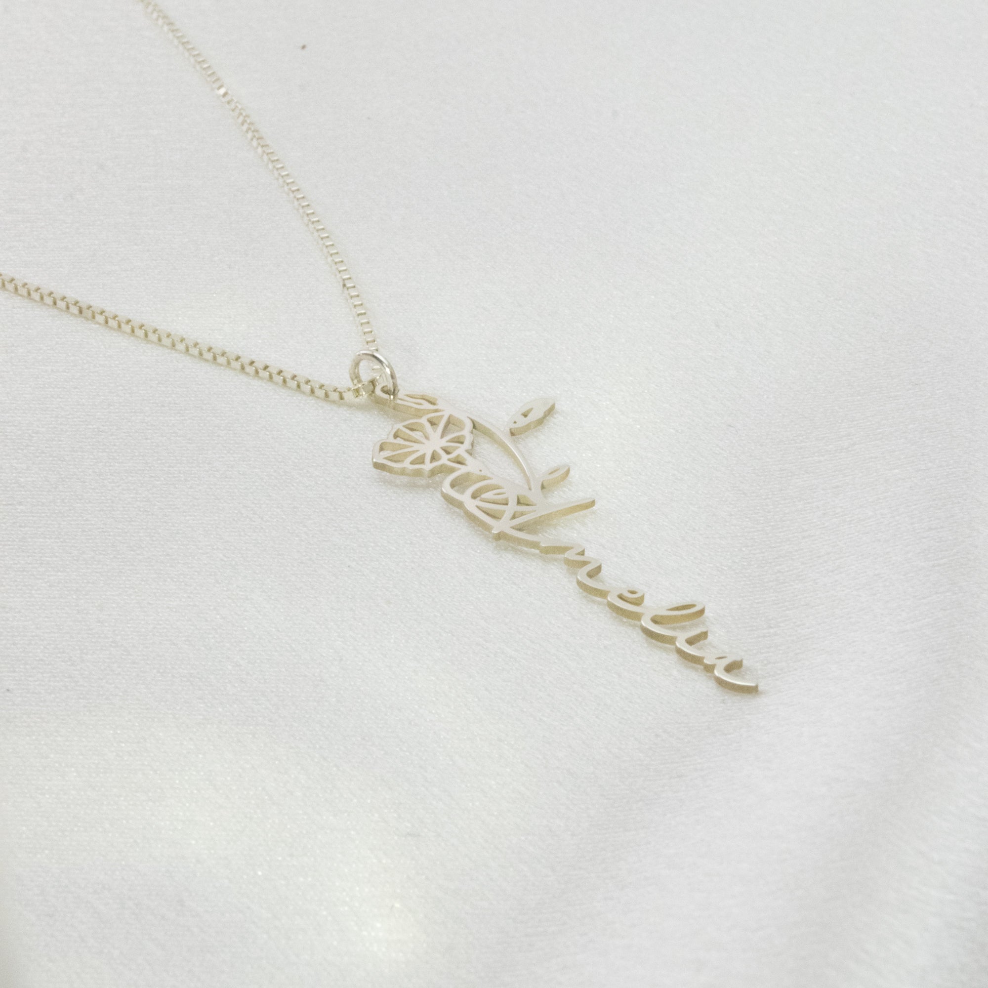 Birth Flower Name Necklace