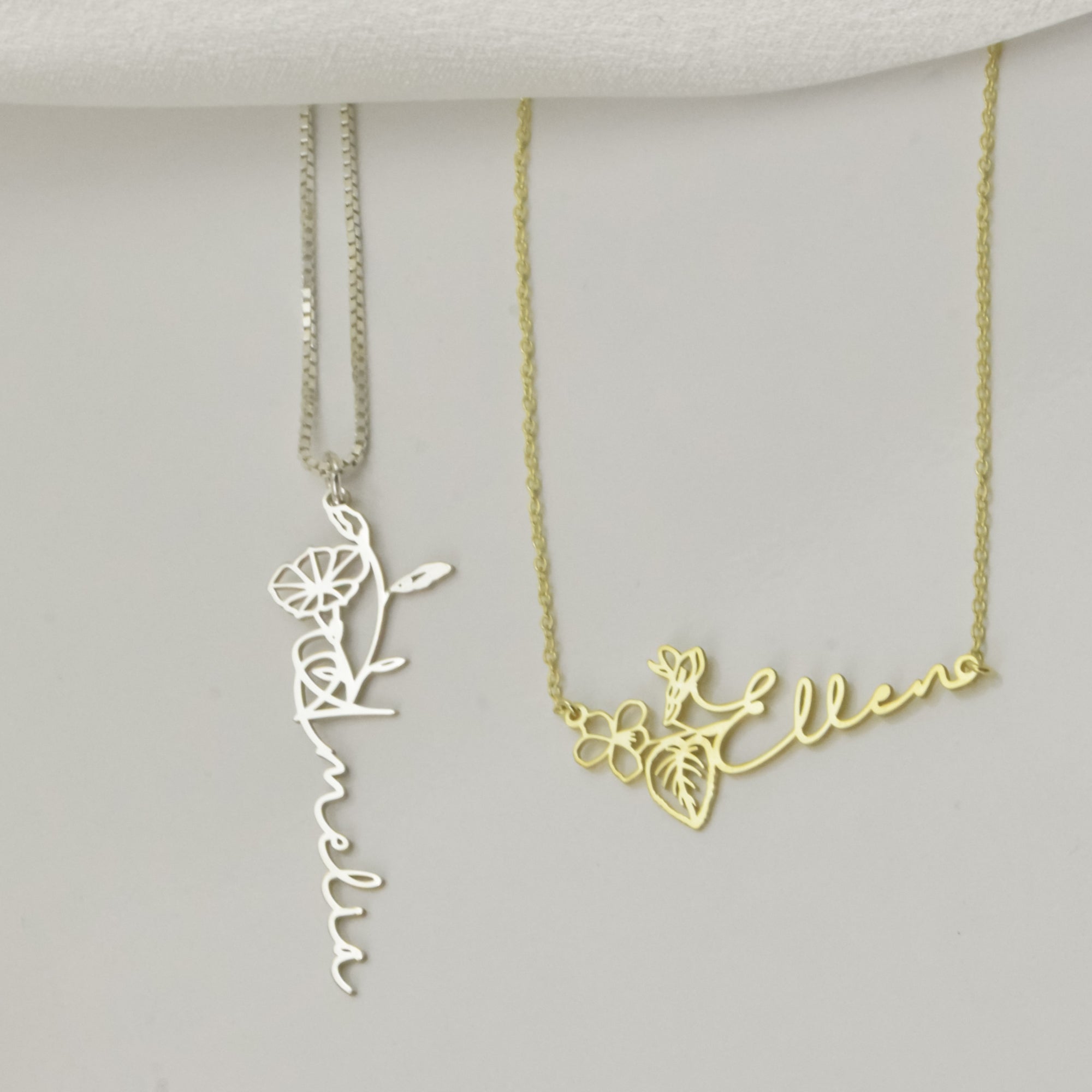 Birth Flower Name Necklace