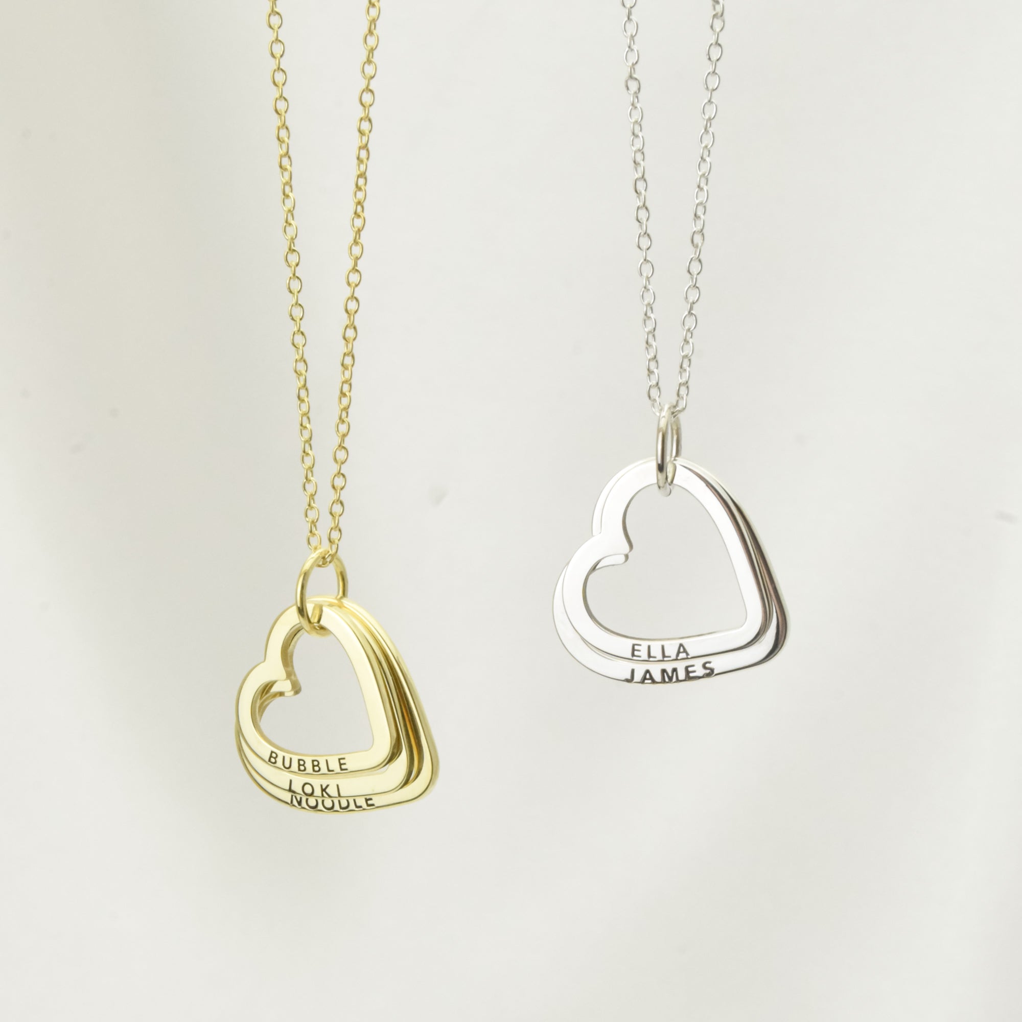 Engraved Heart Family Name Necklace