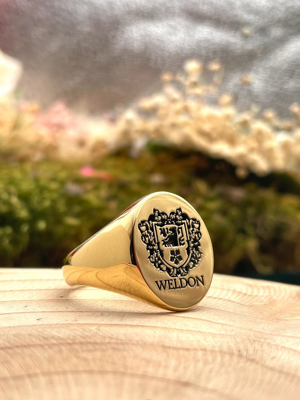 Solid Gold Custom Engraved Signet Ring