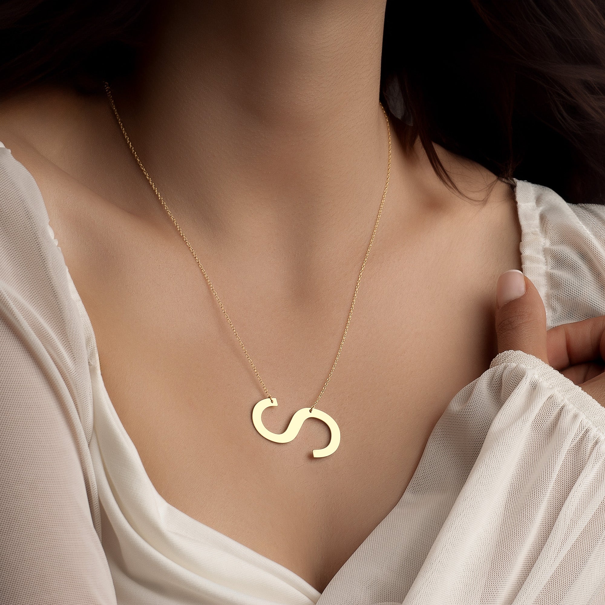 Large Sideways Initial Necklace