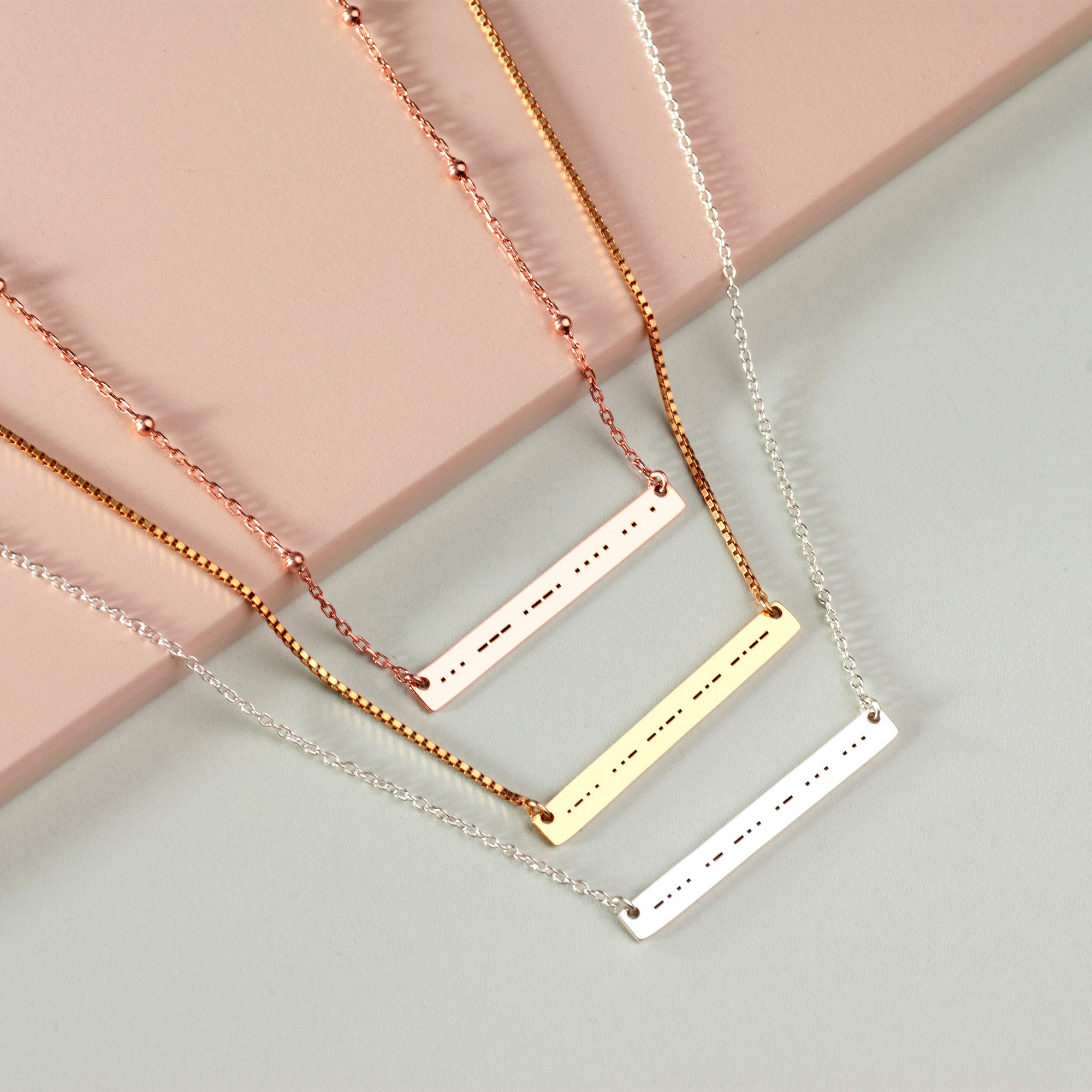 Engraved Morse Code Bar Necklace