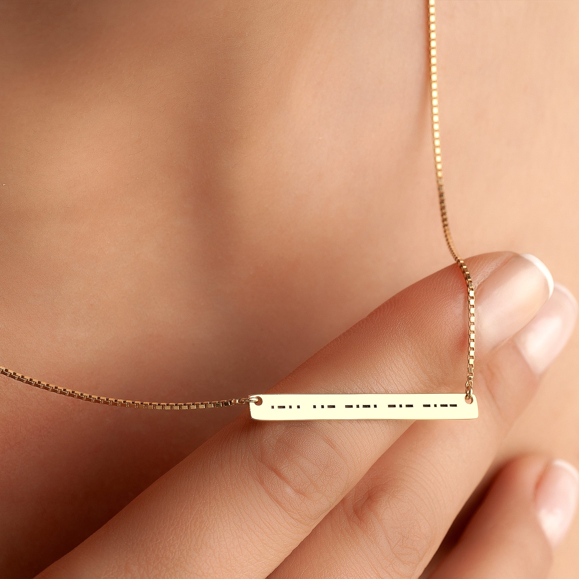 Engraved Morse Code Bar Necklace