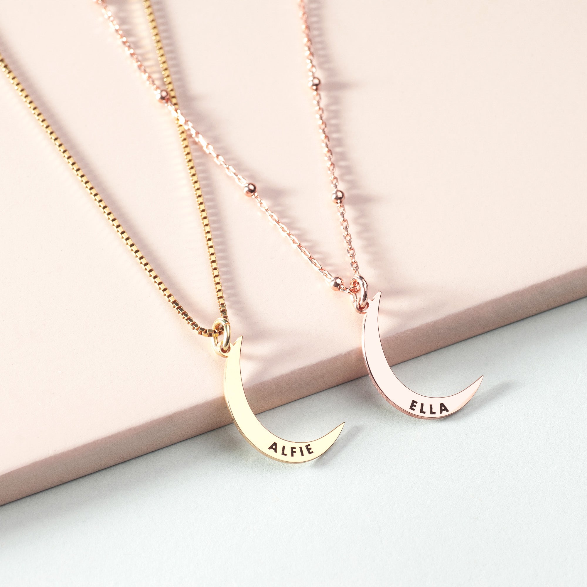 Moon Necklace  with Name Engraving