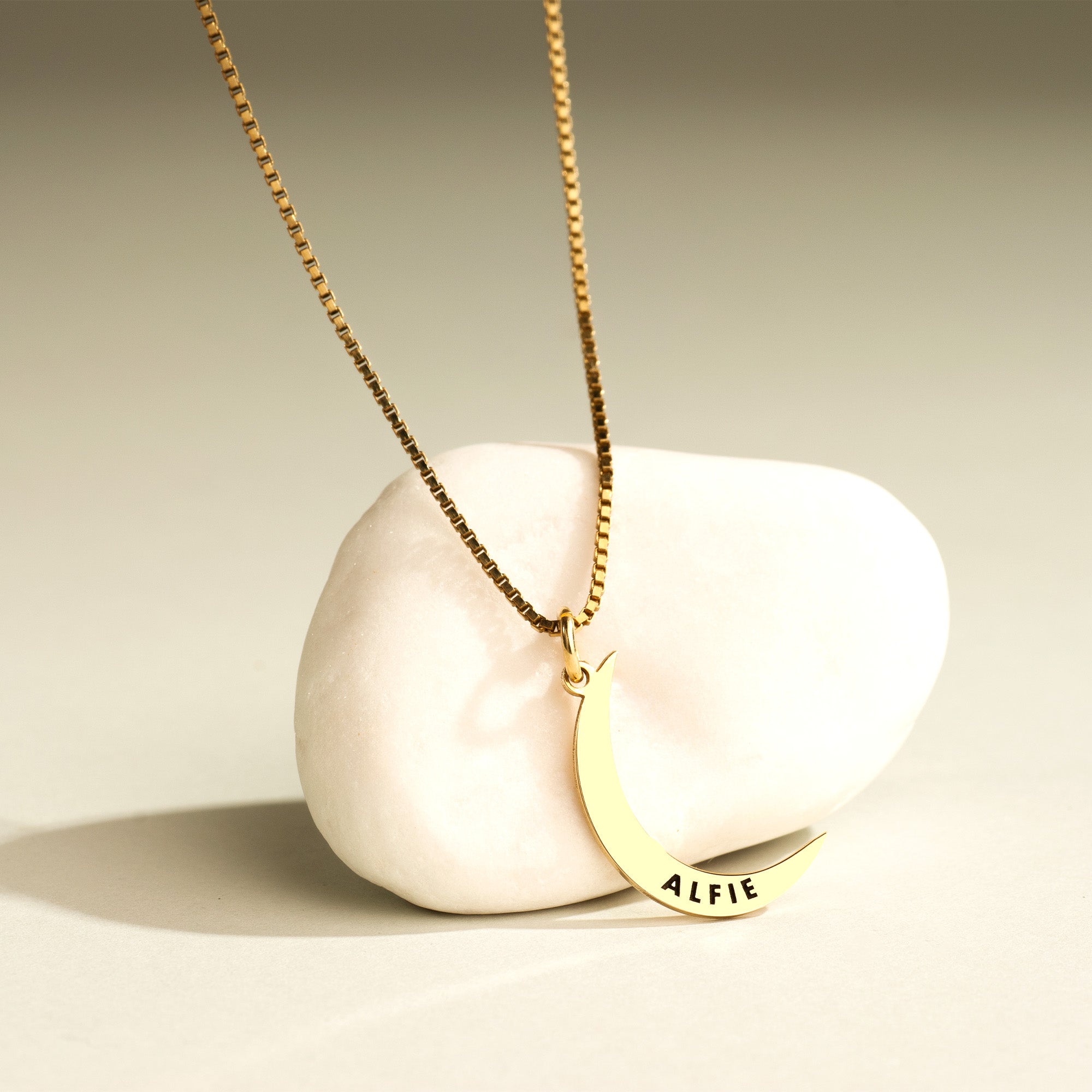 Moon Necklace  with Name Engraving