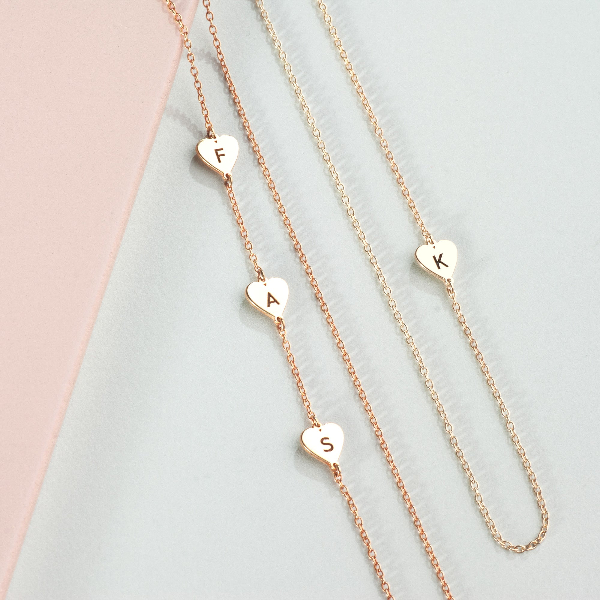 Sideway Engraved Heart Initial Necklace
